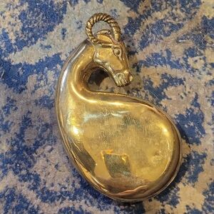 Italian Ram Brass Stash /Gun Powder Vessel, Antique, EUC